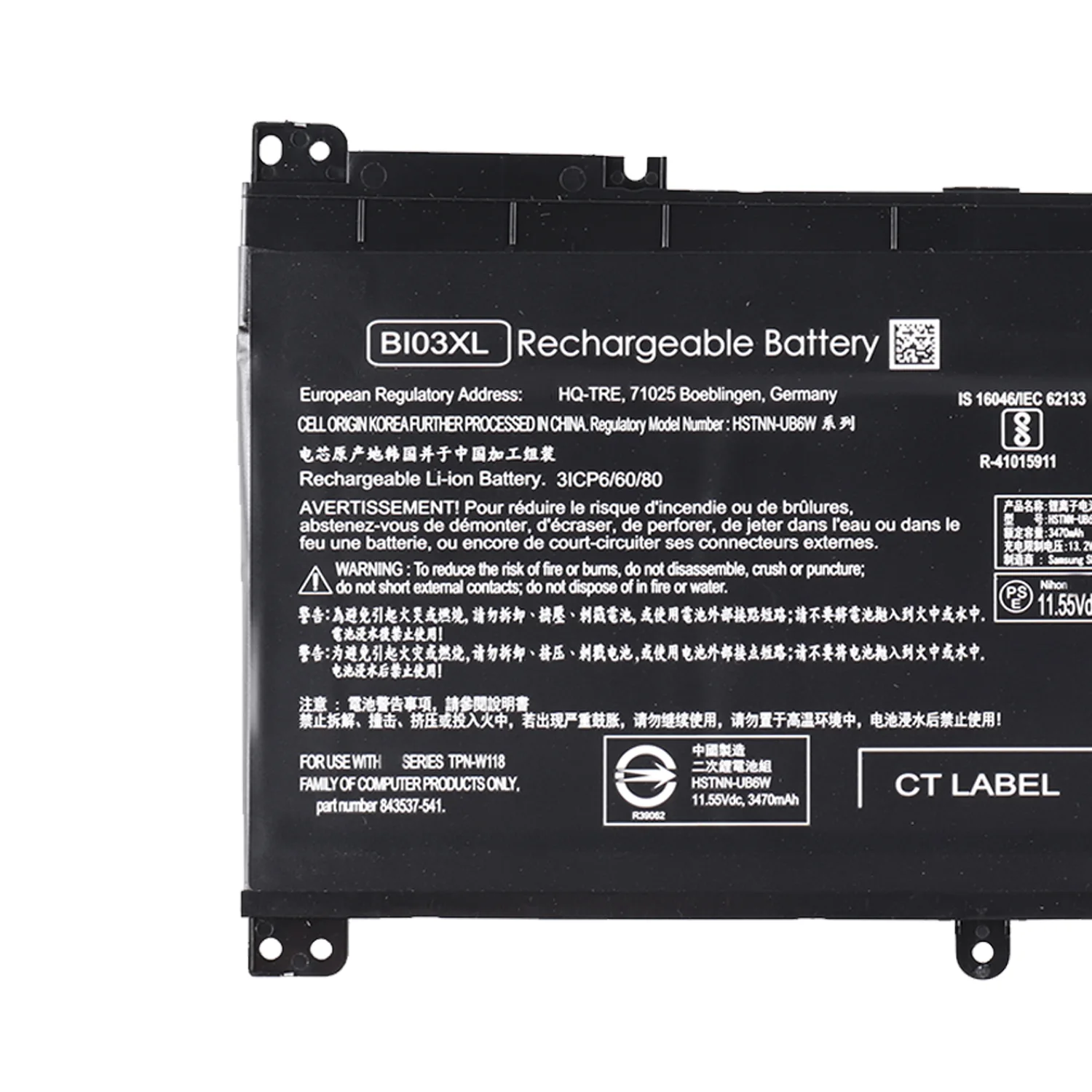 11.55V 43.3Wh 3560mAh PG03XL Laptop Battery for HP Pavilion Gaming 15-DK, 15-EC, Omen 5X FPC52 product image 4