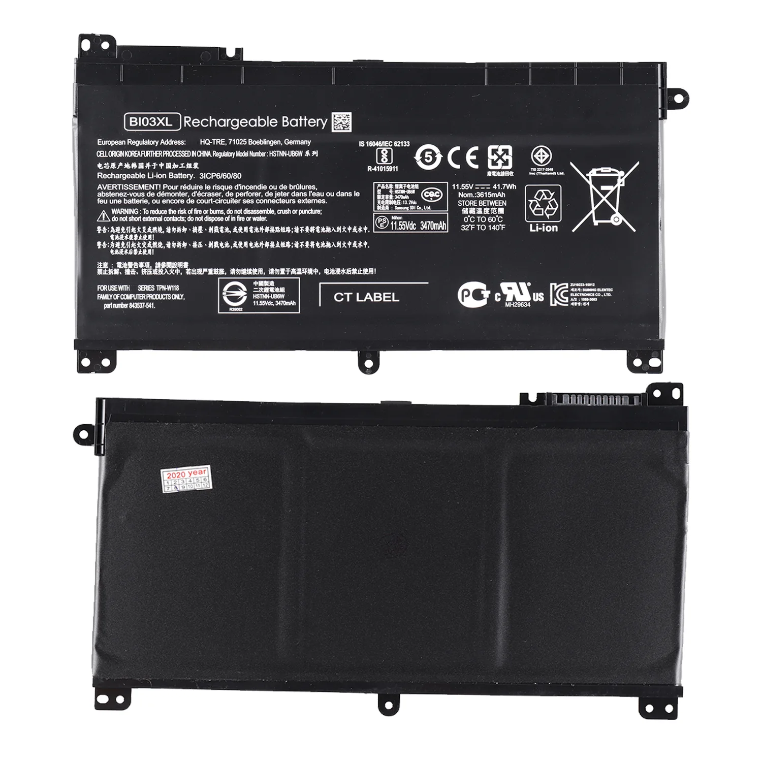 11.55V 43.3Wh 3560mAh PG03XL Laptop Battery for HP Pavilion Gaming 15-DK, 15-EC, Omen 5X FPC52 product image 6