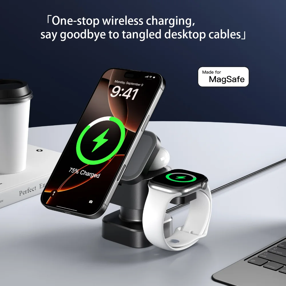 4 in 1 Magnetic Wireless Charging Station for Phone, Earphones, Watch – 7.5 W Output product image 3