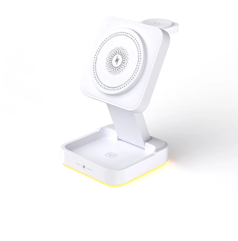 3-in-1 Foldable Wireless Magnetic Charger Station with Night Lamp for Phone, Watch, and Earphones – Model LHT-69 product image 2