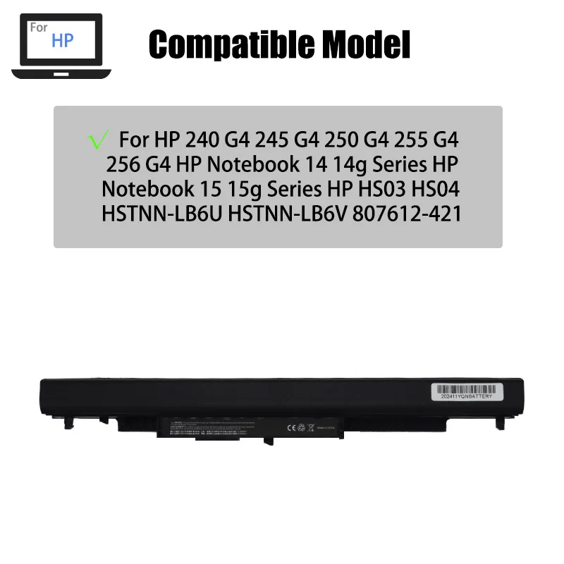 14.6V 41Wh HS03 Lithium-Ion Laptop Battery for HP 240 G4, 245 G4, 250 G4, 255 G4, 256 G4 product image 4