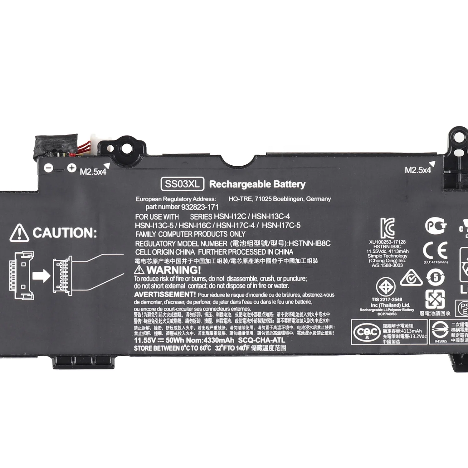 SS03XL 11.55V 50Wh Li-ion Laptop Battery for HP EliteBook 840 Replacement