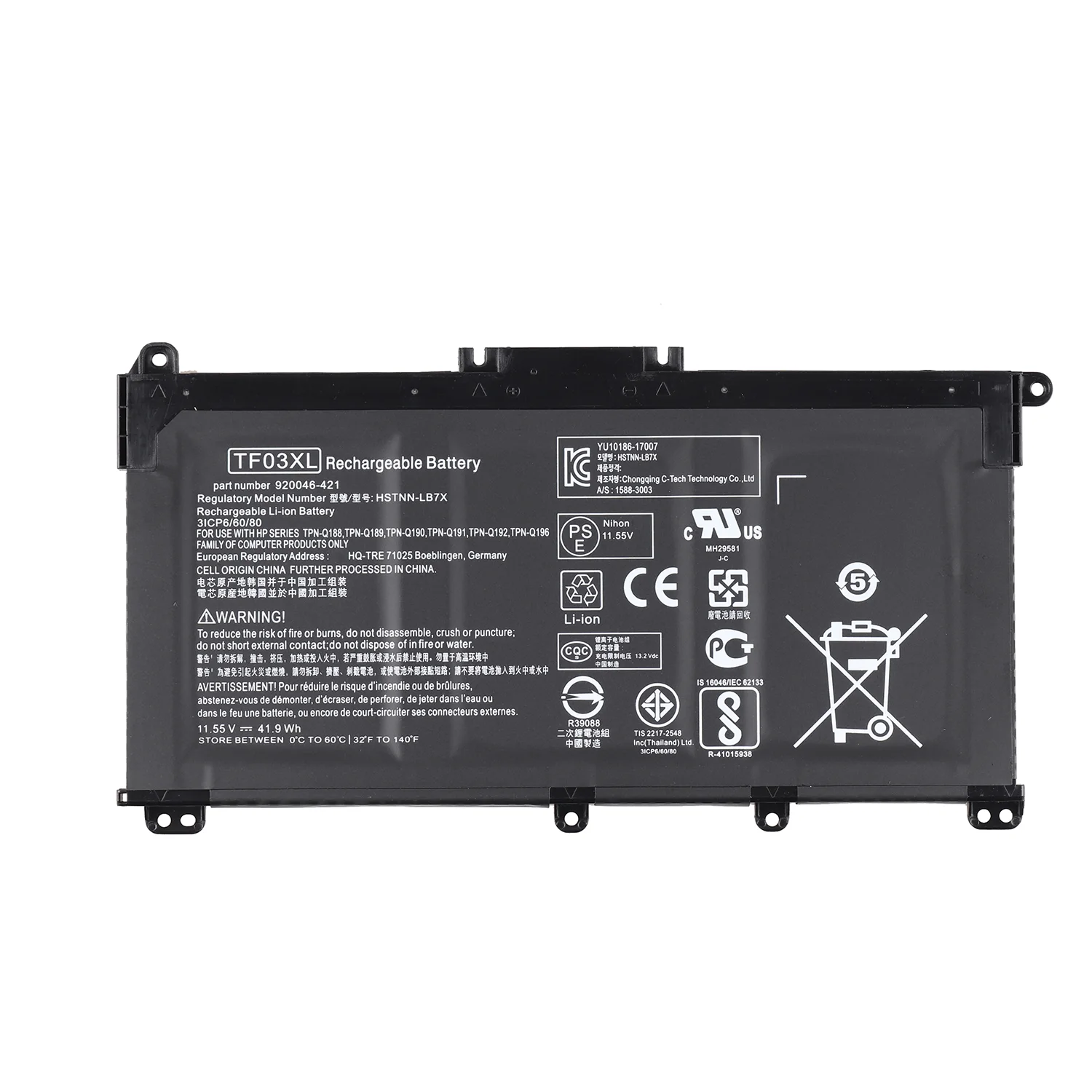 11.55V 41.9Wh TF03XL Laptop Battery for HP Pavilion 15-CD Series product image 6