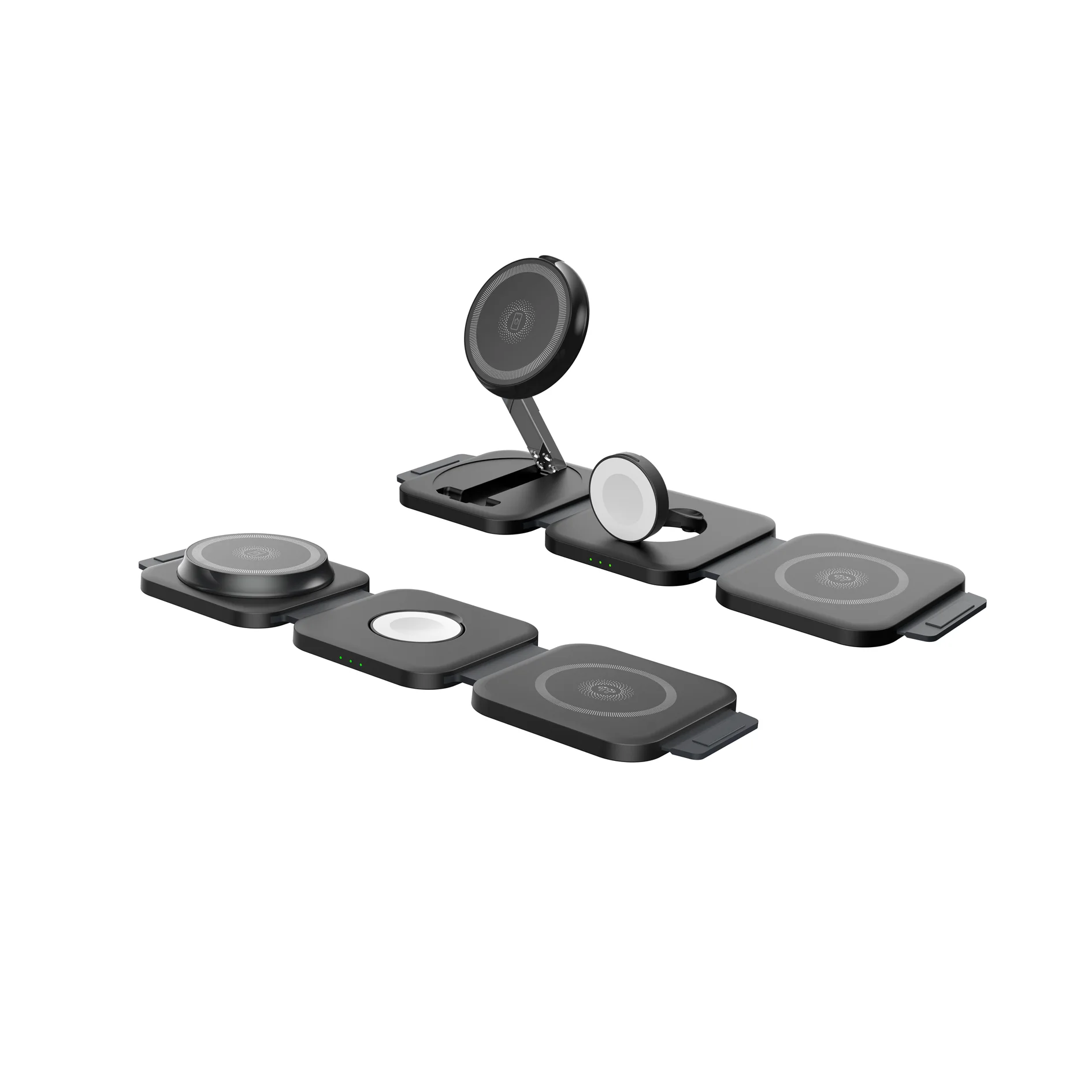 Mackertop H21 3-in-1 Foldable Magnetic Wireless Charging Station, 15W Max, Type-C Input, for iPhone, AirPods, Smart Watch