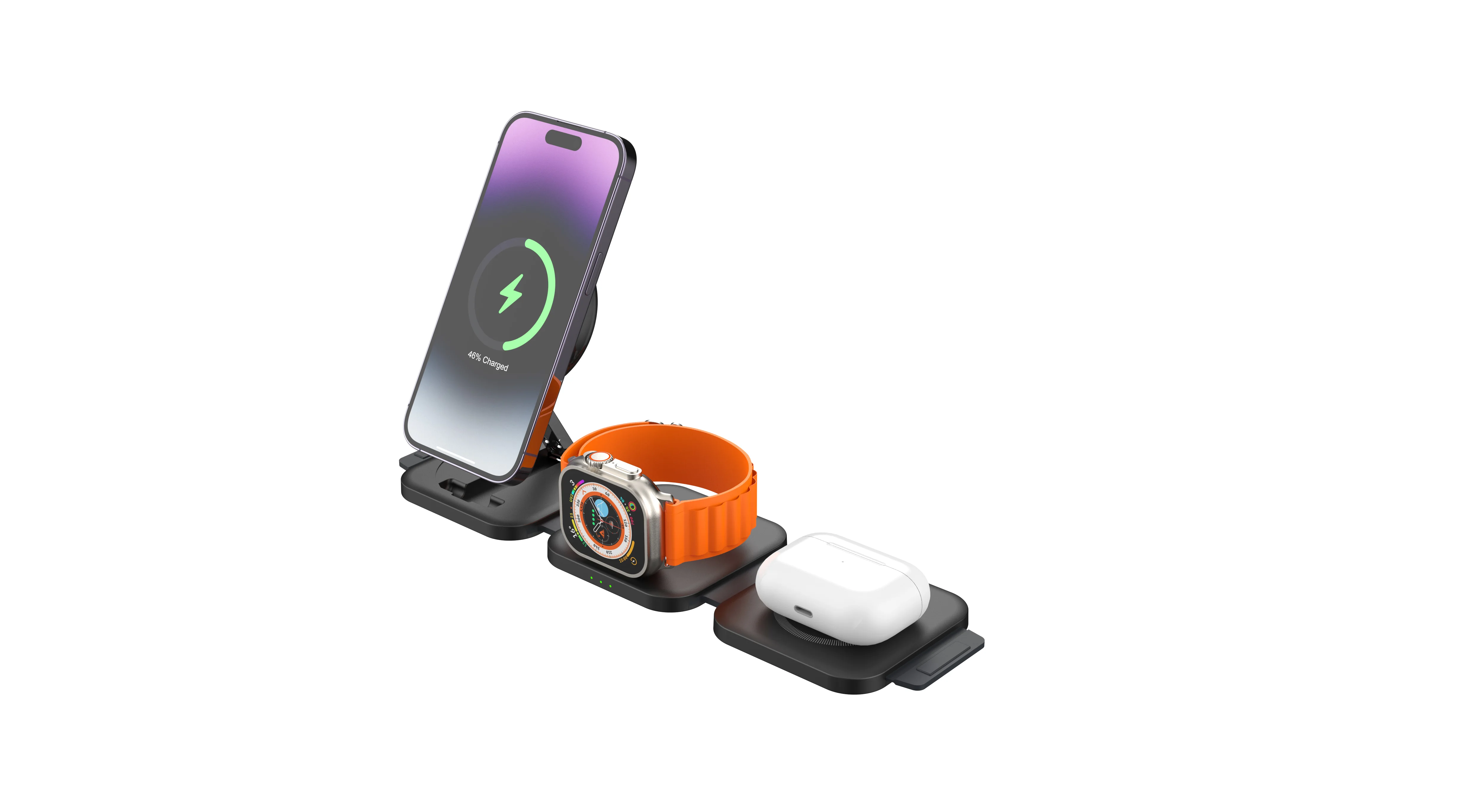 Mackertop H21 3-in-1 Foldable Magnetic Wireless Charging Station, 15W Max, Type-C Input, for iPhone, AirPods, Smart Watch product image 4