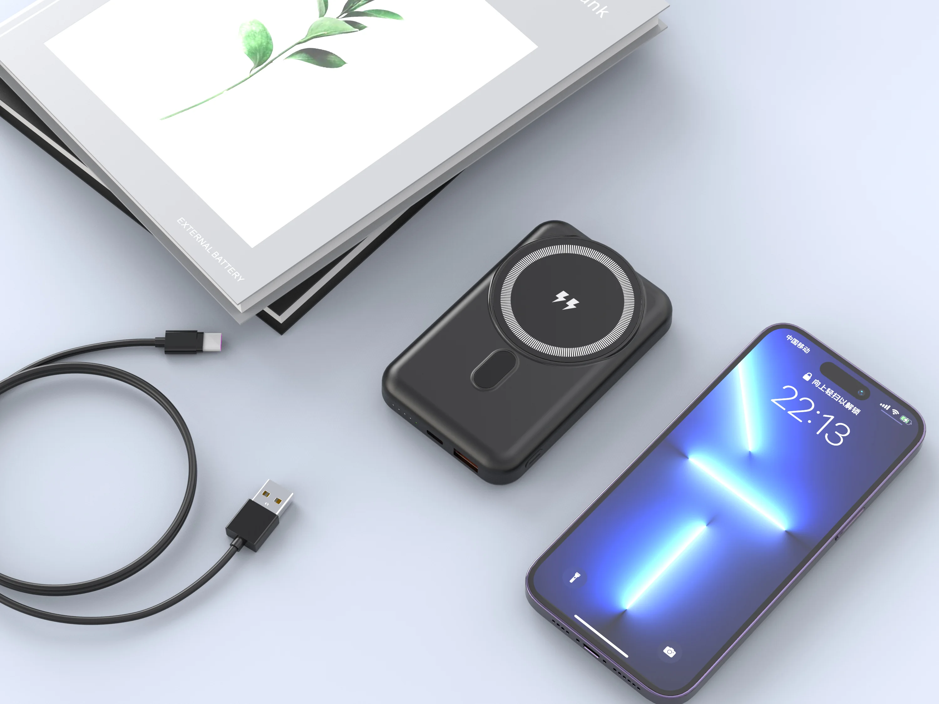 10000mAh Magnetic Wireless Power Bank with USB-C PD and Micro USB product image 4