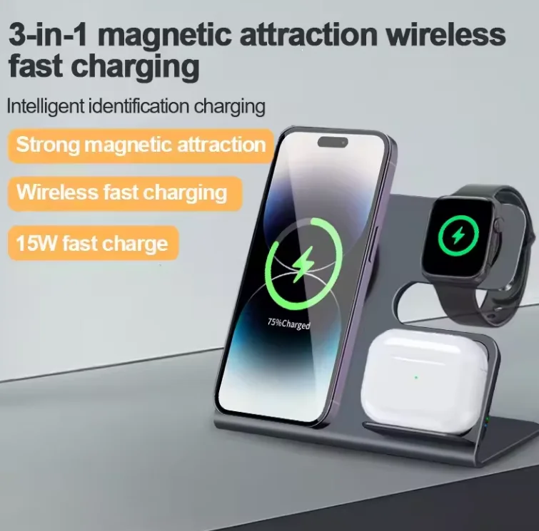 Mackertop SOD-119 3-in-1 Magnetic Wireless Charging Station, 15W Max, Aluminum Alloy product image 3