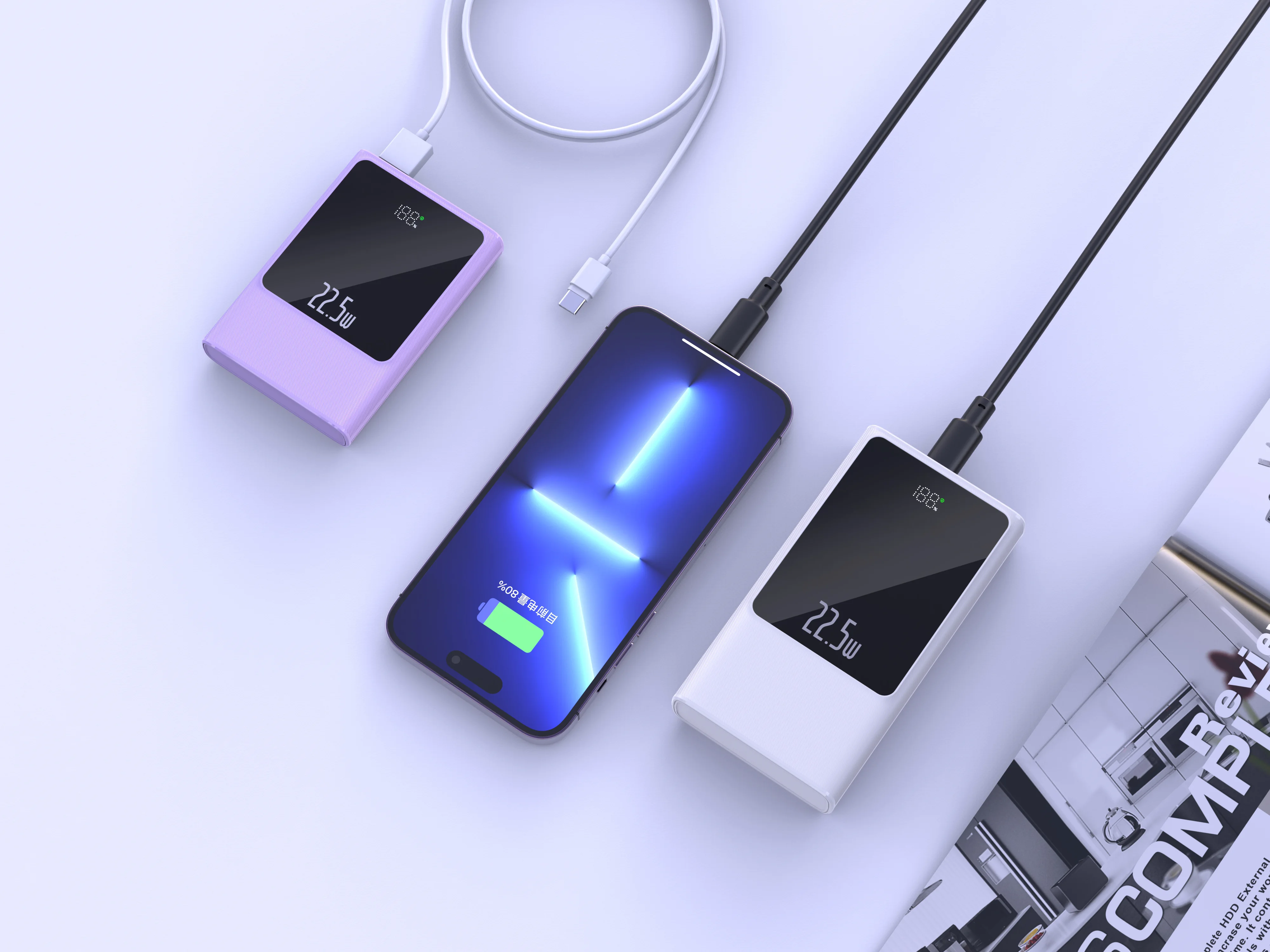 5000mAh/10000mAh LED Display Power Bank 22.5W for Wholesale and OEM product image 3