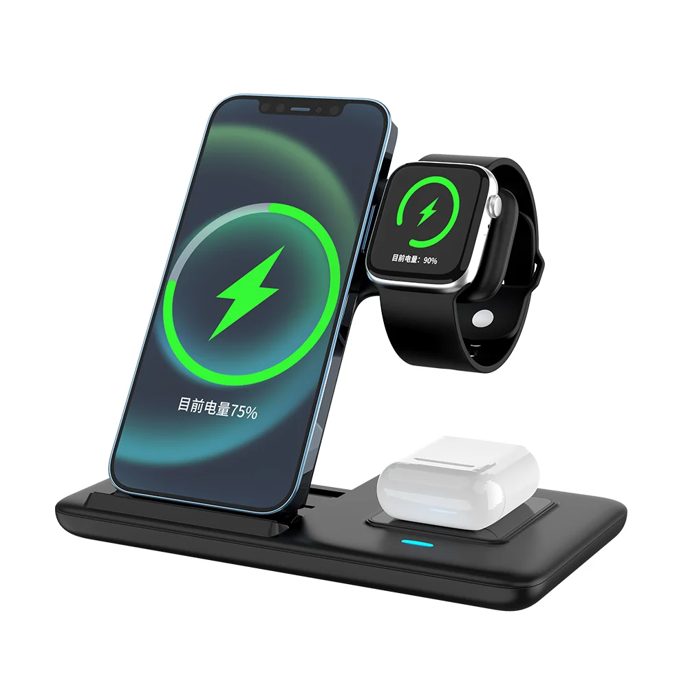 Mackertop SBT-Z11 3-in-1 Foldable Wireless Charging Station – 15W Fast Charger for Phone, Earbuds, and Watch product image 2