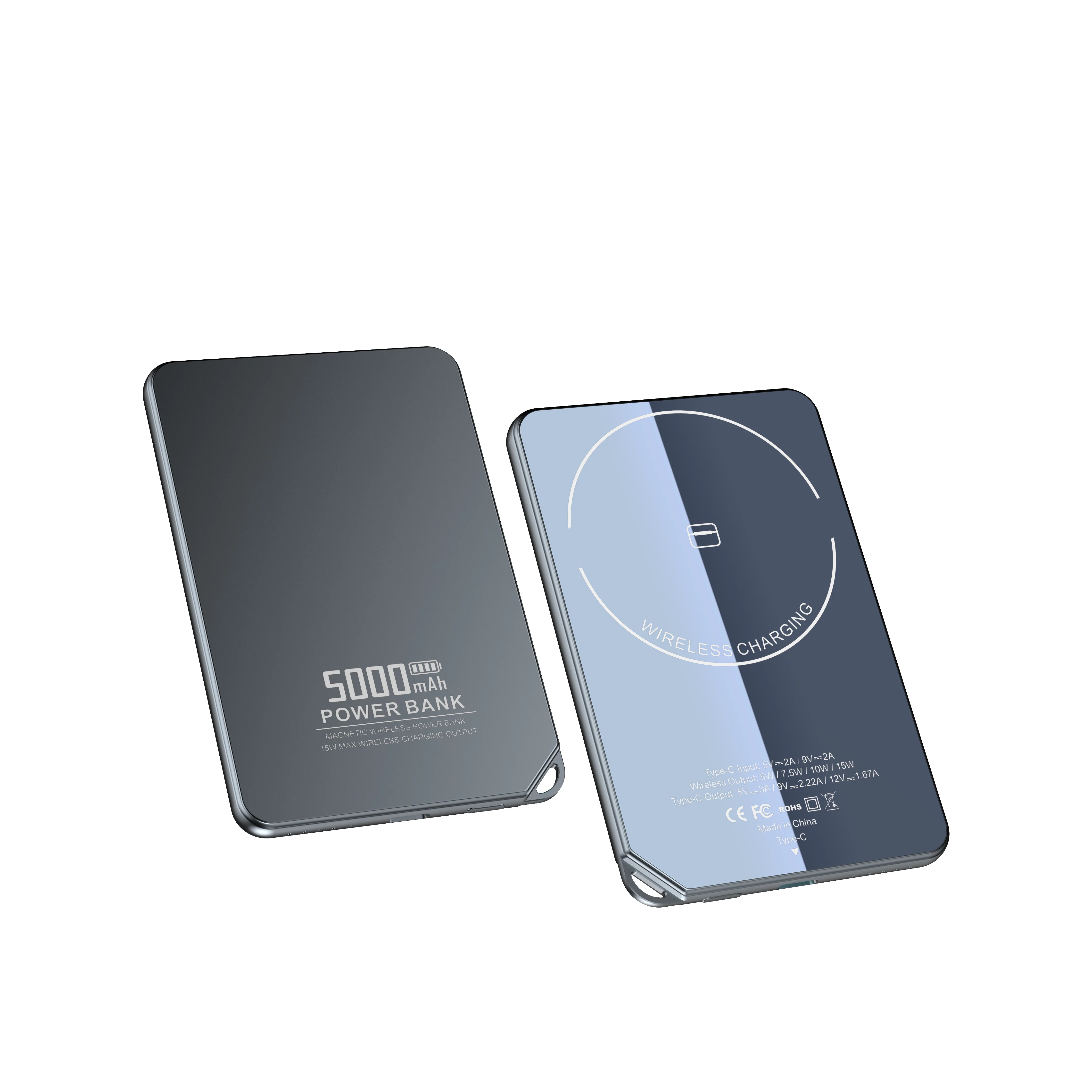 Private CNC 7.3mm Super Slim Aluminum Alloy Glass 5000mAh Magnetic Wireless Power Bank with Power Display for Phone Earphone product image 4