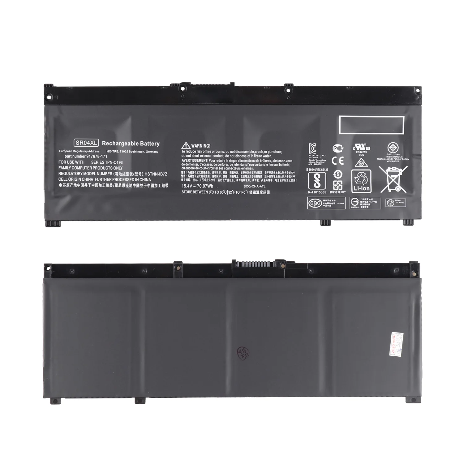 15.4V 70.07Wh SR04XL Replacement Laptop Battery for HP Pavilion 15-CB Series product image 3