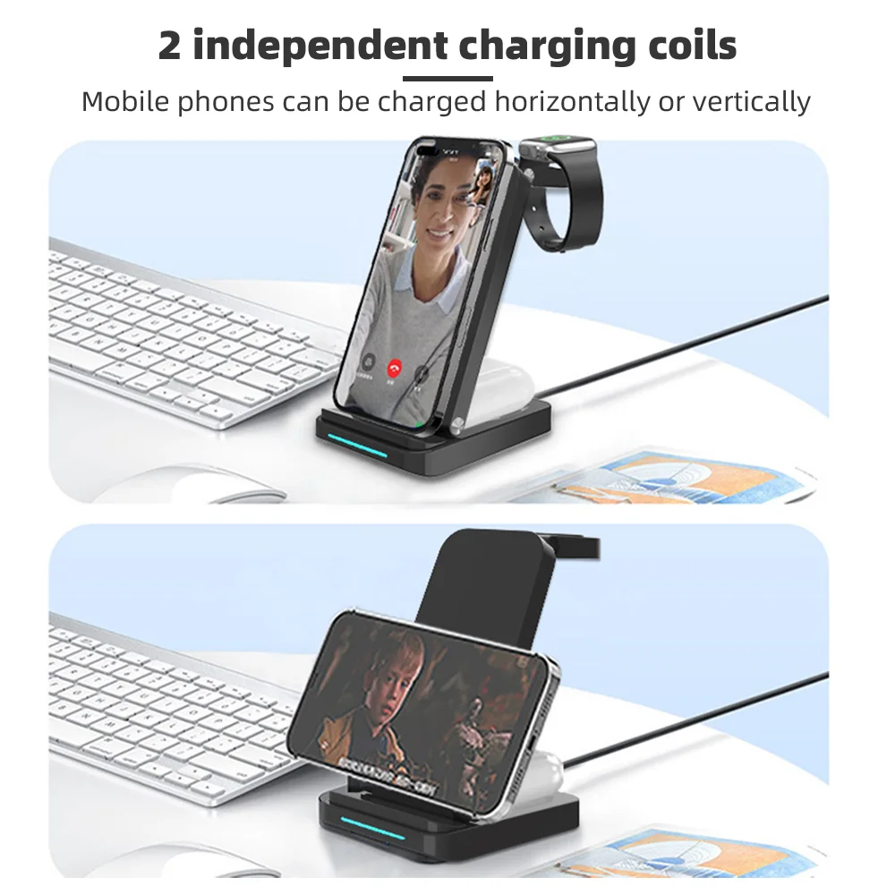 15W 3-in-1 Foldable Wireless Charger for Phone, Watch, Earbuds – Travel Ready (EU Market) product image 4