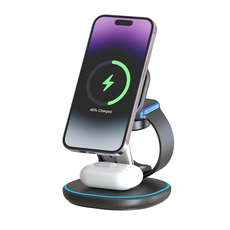 Z27 3-in-1 Foldable Wireless Charger – 15W Fast Magnetic Charging for Phone, Watch, Earphones