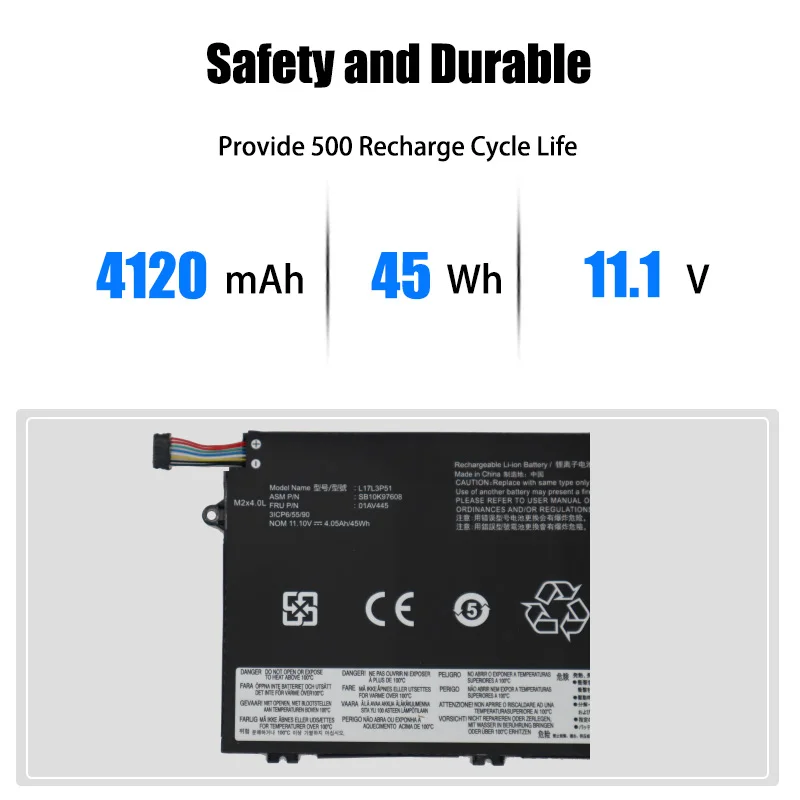 11.1V 45Wh L17L3P51 Laptop Battery for Lenovo ThinkPad E480 E495 E580 E485 Series product image 3
