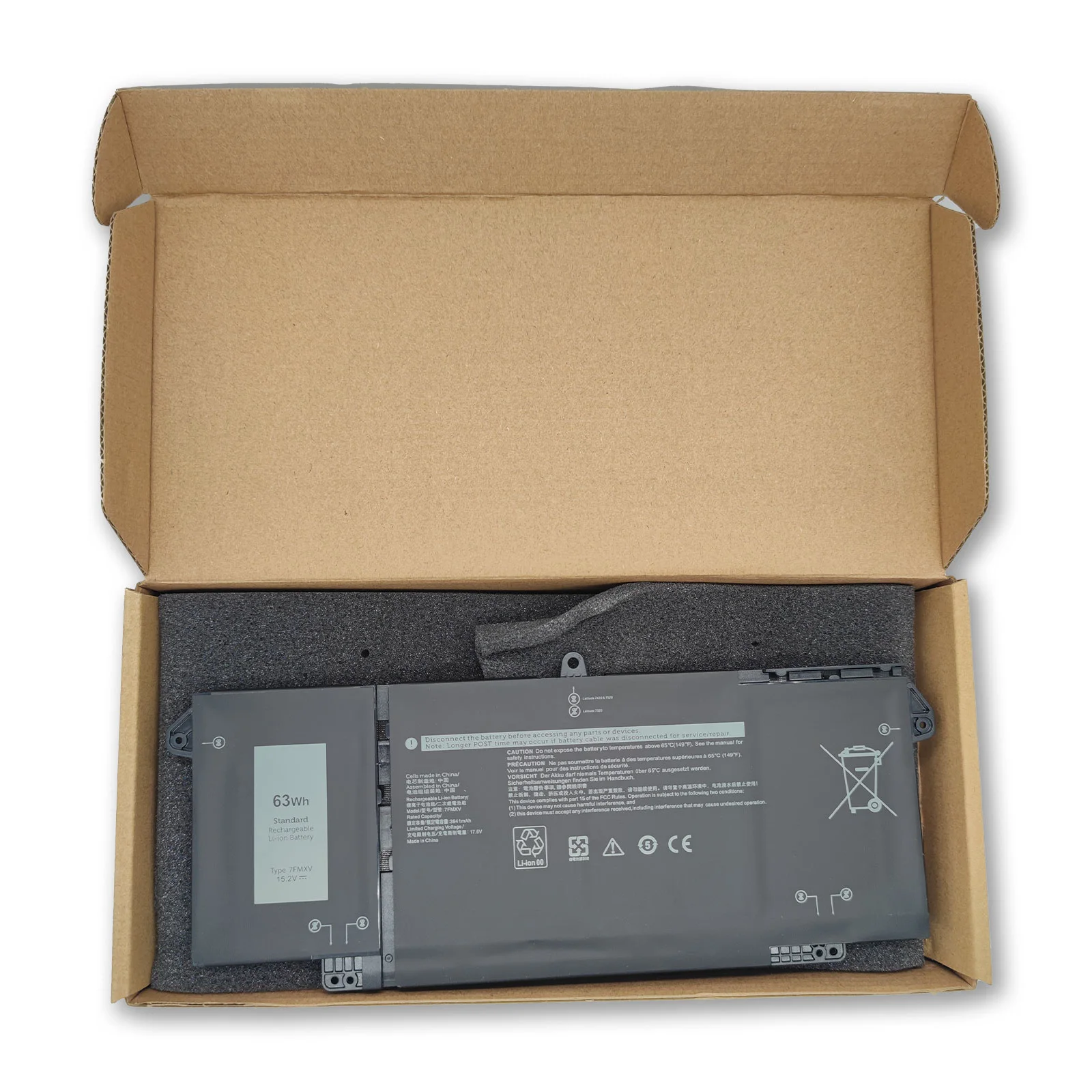 15.2V 63Wh 7FMXV Rechargeable Lithium Laptop Battery for Dell Latitude 5320, 7320, 7420, 7520 product image 5